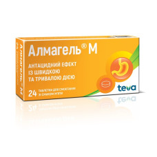 Алмагель М табл. д/смокт. 300 мг + 450 мг №24